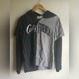 Hollister Black and Gray California Split Hoodie